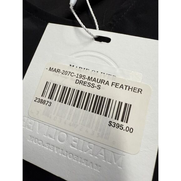 NWT Marie Oliver Maura Black Silk Feather Trim Dress Size Small $378 - Picture 7 of 9